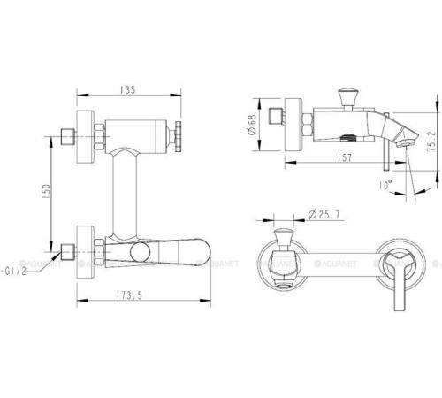 Смеситель для ванны Bravat Waterfall с коротким изливом F673107C-01