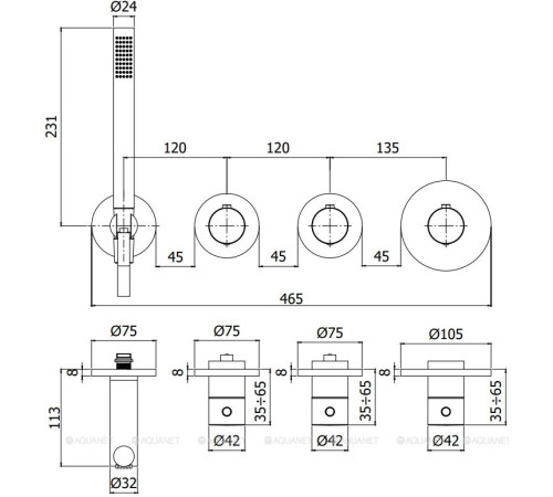 Внешняя часть термостатического смесителя Paffoni медовое золото брашированное MDE000HGSP