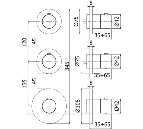 Внешняя часть термостатического смесителя Paffoni Mode на 2 выхода хром MDE018CR