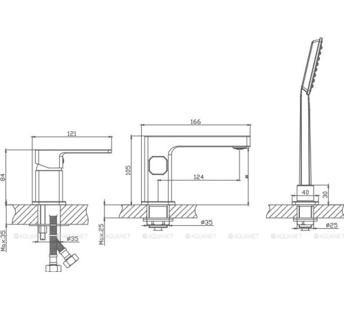 Смеситель на борт ванны Haiba HB80615 хром
