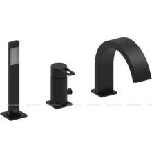 Смеситель на борт ванны Paffoni RINGO на 3 отверстия с дивертором и изливом черный матовый RIN040LNO