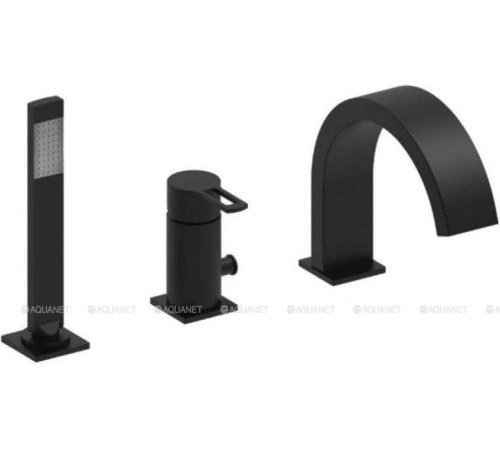 Смеситель на борт ванны Paffoni RINGO на 3 отверстия с дивертором и изливом черный матовый RIN040LNO