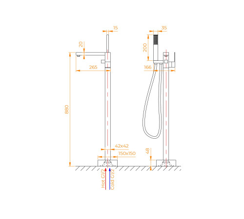 Смеситель напольный для ванны RGW SP-350 хром 511405350-01