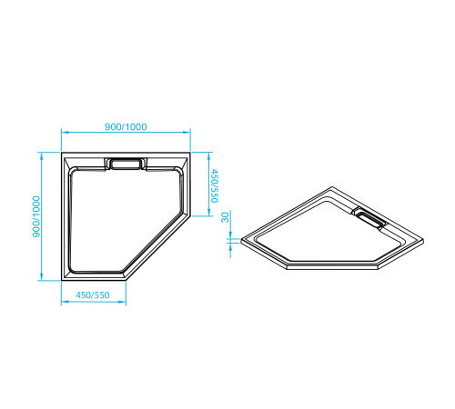 Душевой поддон трапеция RGW STA-61W 900x900 мм белый 16330599-01