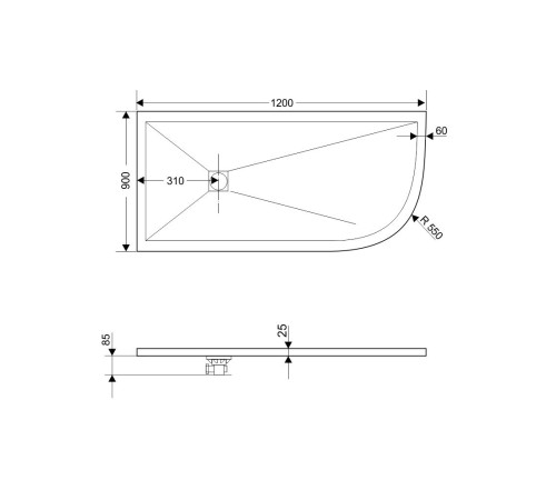 Душевой поддон асимметричный RGW Stone Tray ST/AL-W 1200х900 мм белый 16154129-01L