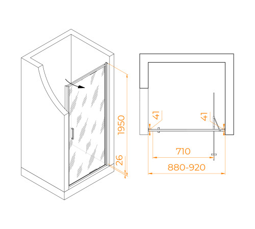 Душевая дверь RGW SV-05 900 мм матовое стекло Satin 70320509-31