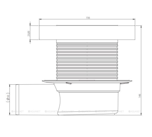 Трап точечный Logan L006-150 150х150 мм двухсторонняя решетка с рамкой L006-150