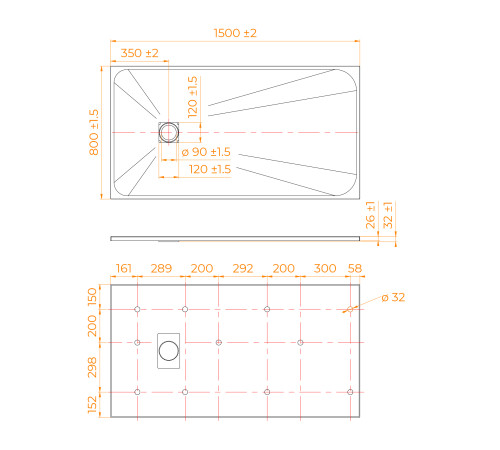 Душевой поддон RGW TSS-W 800x1500 мм белый 553502815-01