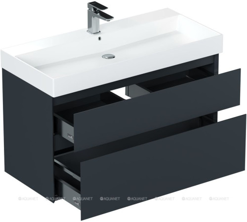 Тумба под раковину Allen Brau INFINITY 100 см 2 ящика антрацит матовый 1.210027.AM