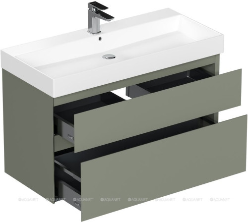 Тумба под раковину Allen Brau INFINITY 100 см 2 ящика олива матовый 1.210027.CGM