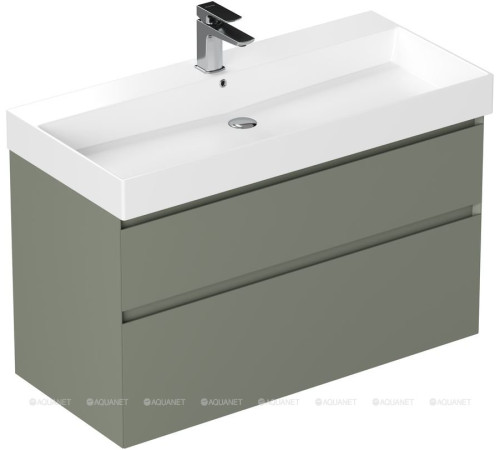 Тумба под раковину Allen Brau INFINITY 100 см 2 ящика олива матовый 1.210027.CGM