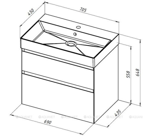 Тумба под раковину Allen Brau INFINITY 70 см 2 ящика антрацит матовый 1.210025.AM