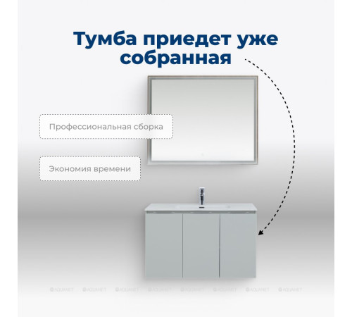 Тумба под раковину Aquanet Алвита New 100 подвесная 3 двери серый 00277532