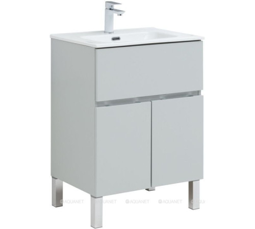 Тумба под раковину Aquanet Алвита New 60 напольная 1 ящик 2 двери серый 00277548