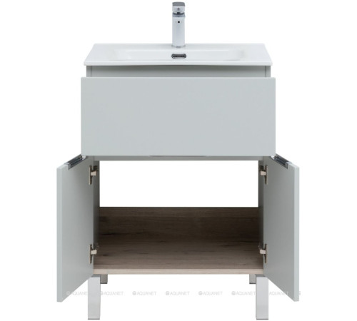 Тумба под раковину Aquanet Алвита New 60 напольная 1 ящик 2 двери серый 00277548