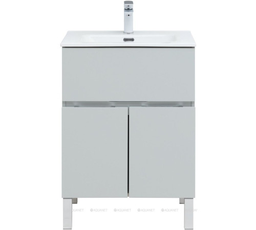 Тумба под раковину Aquanet Алвита New 60 напольная 1 ящик 2 двери серый 00277548