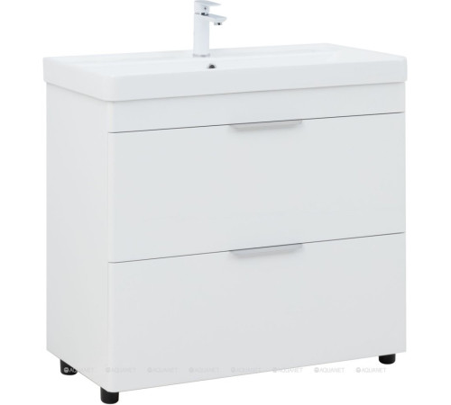 Тумба под раковину Aquanet Ирис new 90 напольная 2 ящика белый глянец 00336309