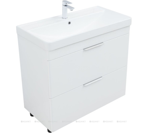 Тумба под раковину Aquanet Ирис new 90 напольная 2 ящика белый глянец 00336309