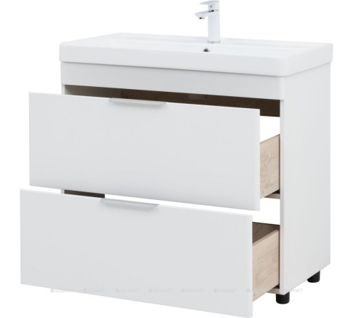 Тумба под раковину Aquanet Ирис new 90 напольная 2 ящика белый глянец 00336309