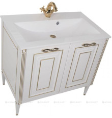 Тумба под раковину Aquanet Паола 90 белый с патиной золото 00186116