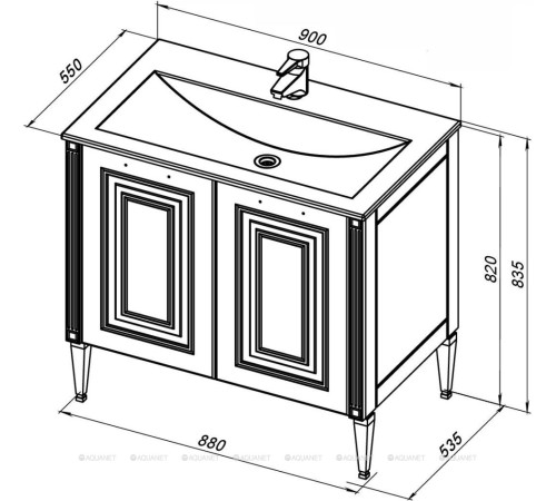 Тумба под раковину Aquanet Паола 90 белый с патиной золото 00186116