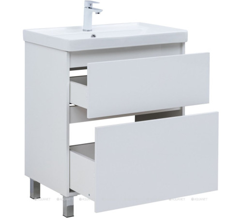 Тумба под раковину Aquanet Вега 70 напольная 2 ящика белый глянец 00344122