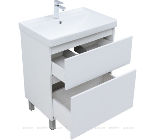 Тумба под раковину Aquanet Вега 70 напольная 2 ящика белый глянец 00344122