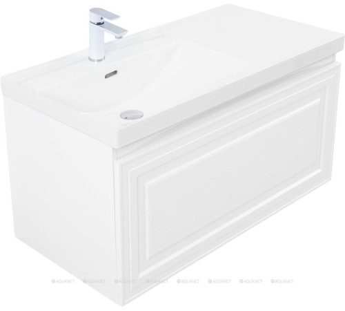 Тумба с раковиной Aquanet Агата 100 R 1 ящик белый сатин 00365932