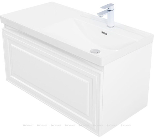 Тумба с раковиной Aquanet Агата 100 R 1 ящик белый сатин 00365932