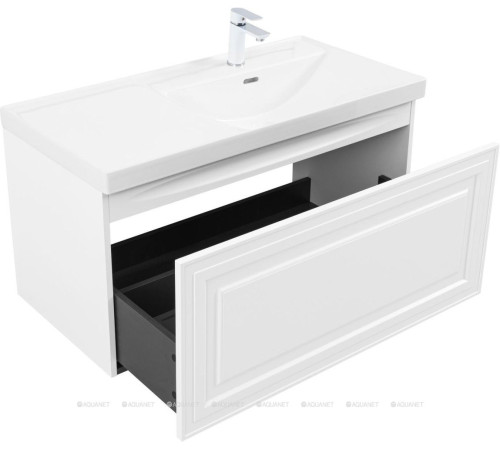 Тумба с раковиной Aquanet Агата 100 R 1 ящик белый сатин 00365932