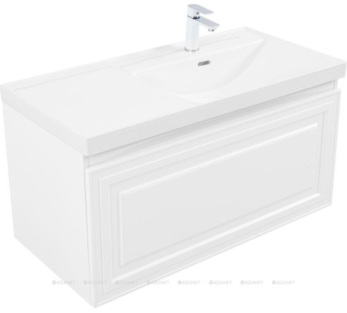 Тумба с раковиной Aquanet Агата 100 R 1 ящик белый сатин 00365932