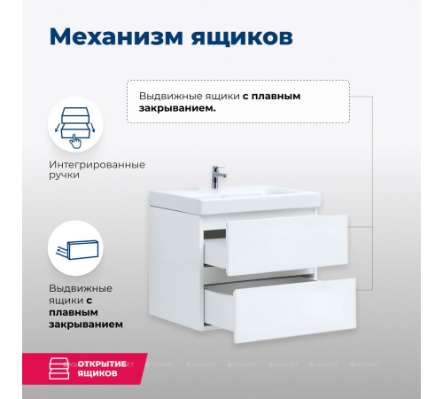 Тумба с раковиной Aquanet Беркли 60 белый глянец 00306357