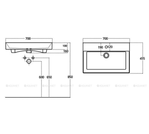 Тумба с раковиной Aquanet Бруклин 70 антрацит матовый 00312876