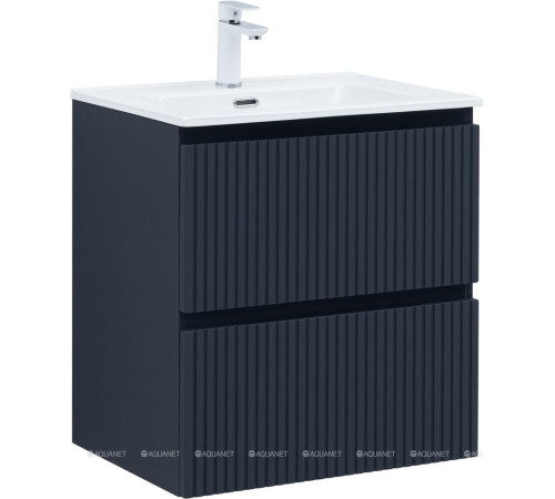 Тумба с раковиной Aquanet Джейн 60 маренго раковина Flat 00332541