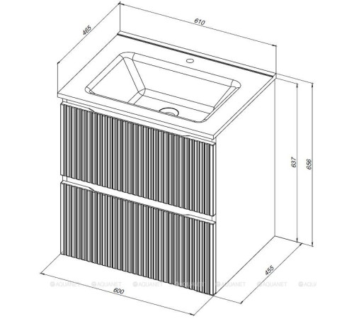 Тумба с раковиной Aquanet Джейн 60 маренго раковина Flat 00332541