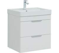 Тумба с раковиной Aquanet Ирис new 120 R подвесная 2 ящика белый глянец 00332259