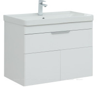 Тумба с раковиной Aquanet Ирис new 80 подвесная 1 ящик 2 фасада белый глянец 00312430