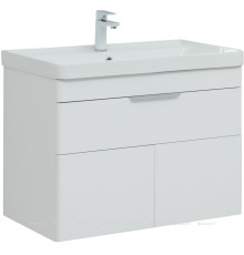 Тумба с раковиной Aquanet Ирис new 80 подвесная 1 ящик 2 фасада белый глянец 00312430