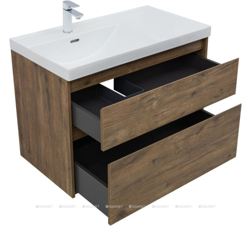 Тумба с раковиной Aquanet Nova Lite 2.0 90 L 2 ящика дуб рустикальный 00365923