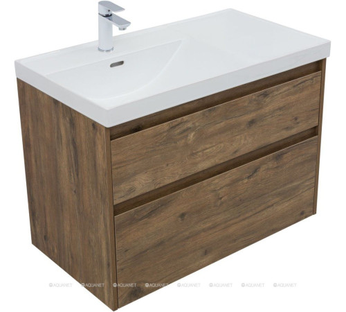 Тумба с раковиной Aquanet Nova Lite 2.0 90 L 2 ящика дуб рустикальный 00365923