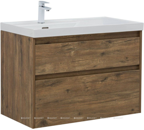 Тумба с раковиной Aquanet Nova Lite 2.0 90 L 2 ящика дуб рустикальный 00365923