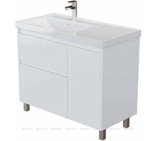 Тумба с раковиной Aquanet Nova Lite 2.0 90 L напольная белый глянец 00365924