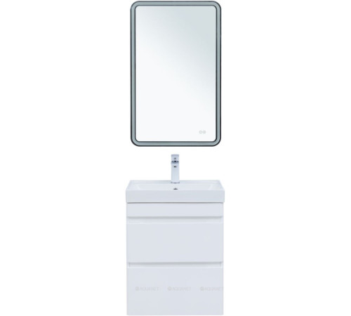 Тумба с раковиной Aquanet Слим 50 подвесная 2 ящика белый сатин 00348175