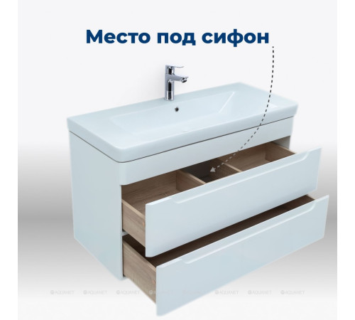 Тумба с раковиной Aquanet София 105 2 ящика белый глянец 00274196