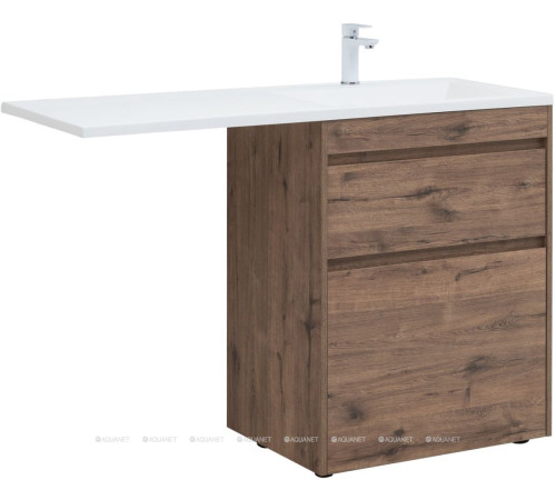 Тумба с раковиной Aquanet Токио 130 L напольная 2 ящика дуб веллингтон 00335589