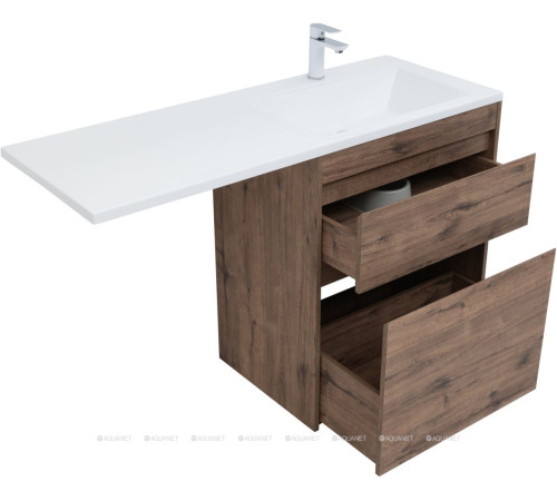 Тумба с раковиной Aquanet Токио 130 R напольная 2 ящика дуб веллингтон 00335590