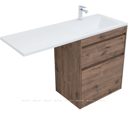Тумба с раковиной Aquanet Токио 130 R напольная 2 ящика дуб веллингтон 00335590