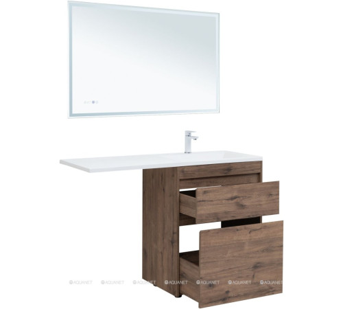 Тумба с раковиной Aquanet Токио 130 R напольная 2 ящика дуб веллингтон 00335590