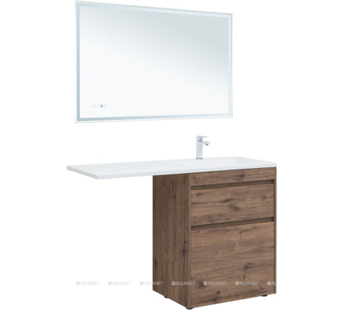 Тумба с раковиной Aquanet Токио 130 R напольная 2 ящика дуб веллингтон 00335590