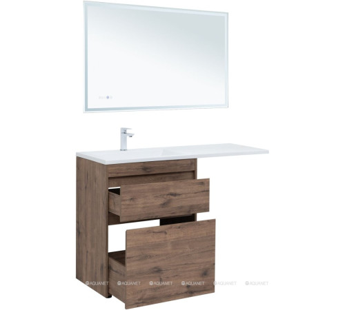 Тумба с раковиной Aquanet Токио 130 R напольная 2 ящика дуб веллингтон 00335590